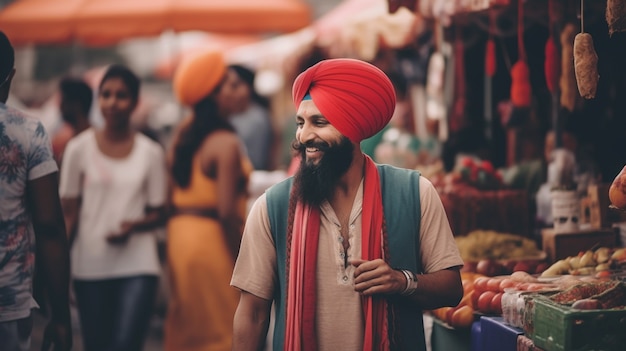 Free photo portrait of indian man in bazaar