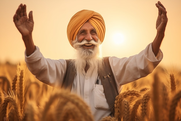 Foto gratuita ritratto di un uomo indiano che celebra la festa di baisakhi