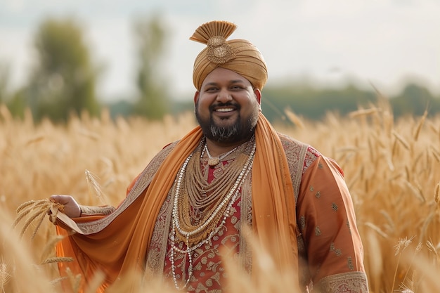Portrait of indian man celebrating baisakhi festival