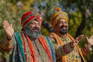 Free photo portrait of indian people celebrating baisakhi festival