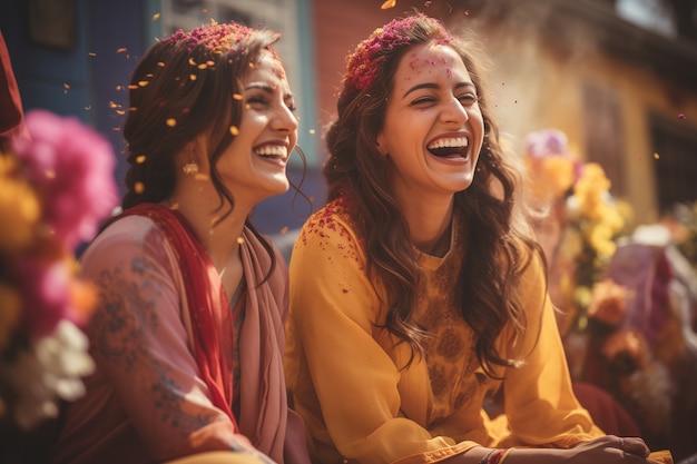 Foto gratuita ritratto di indiani che celebrano la festa di baisakhi