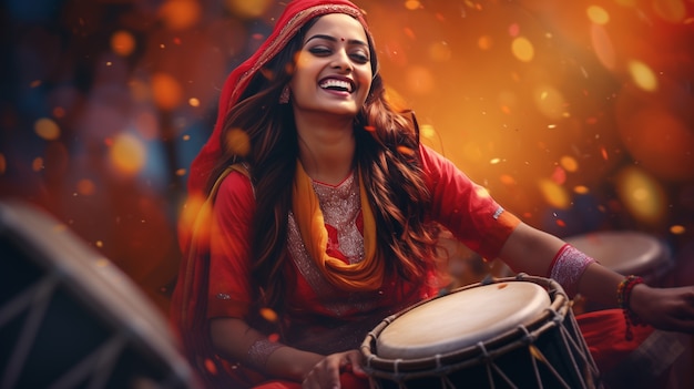 Foto gratuita ritratto di una donna indiana che celebra la festa di baisakhi