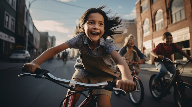 Free photo portrait of indigenous children integrated into modern life