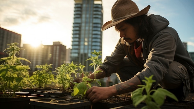 Portrait of indigenous person integrating in society