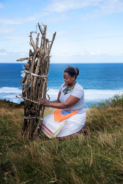 Portrait of indigenous person showcasing day-to-day life