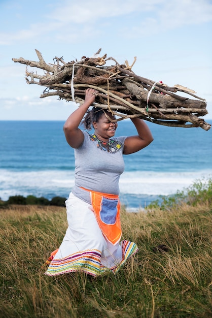 Portrait of indigenous person showcasing day-to-day life