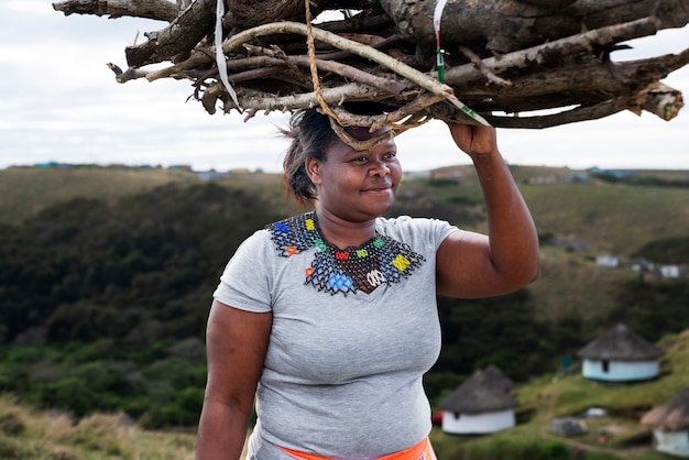 Portrait of indigenous person showcasing day-to-day life