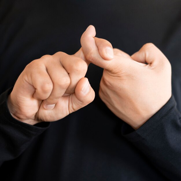 Portrait of interpreter teaching sign language