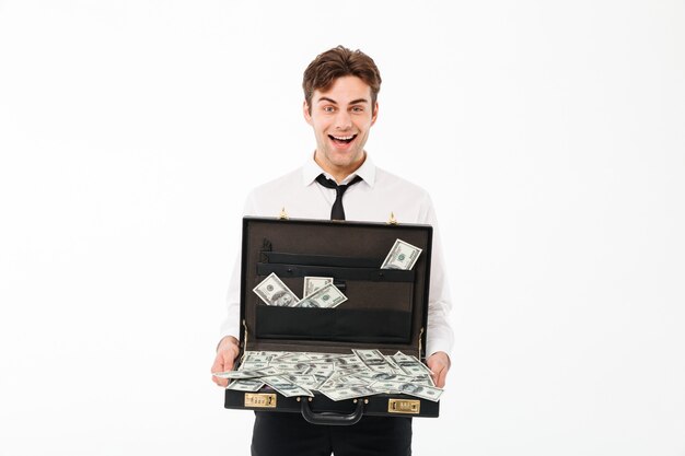 Portrait of a joyful young businessman
