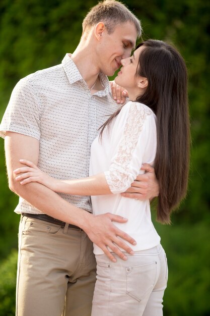 Portrait of kissing couple