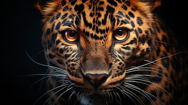 Free photo portrait of a leopard on a black background closeup