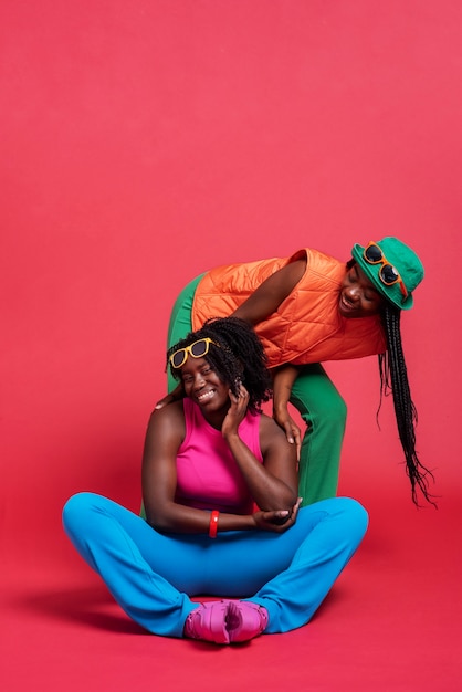 Portrait of lesbian couple posing together