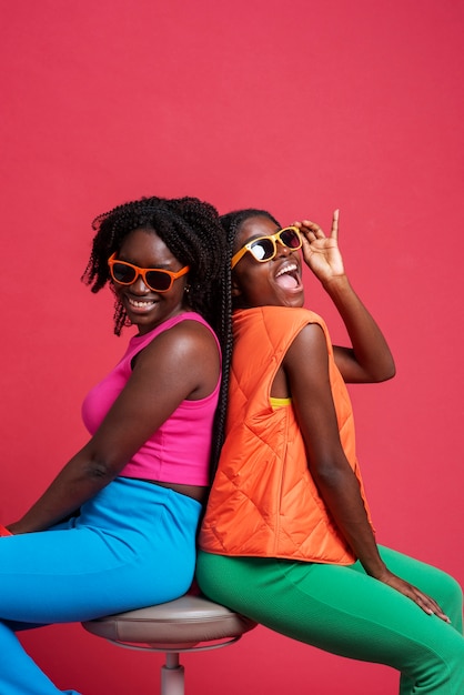 Portrait of lesbian couple posing together