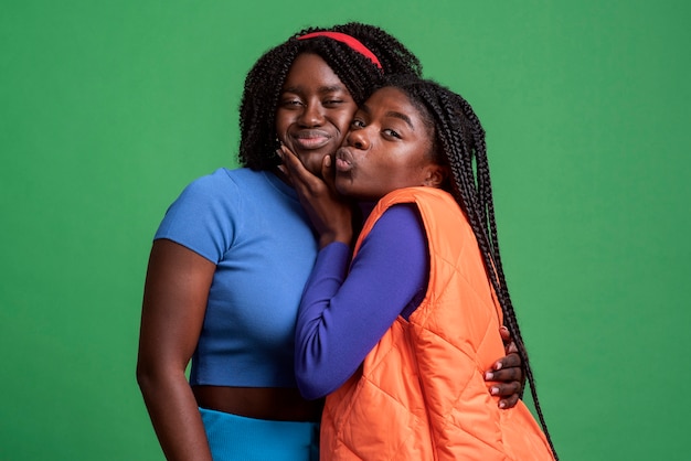 Portrait of lesbian couple posing together