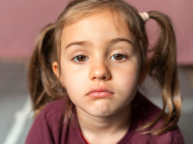 Portrait little girl upset