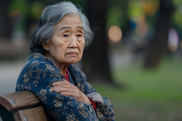 Foto gratuita ritratto di una donna triste e solitaria