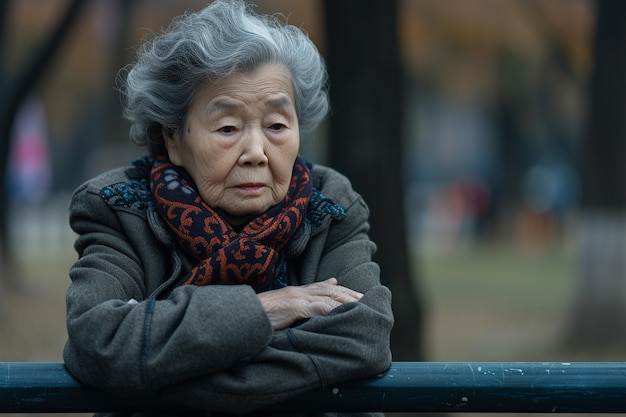 Free photo portrait of lonely sad woman