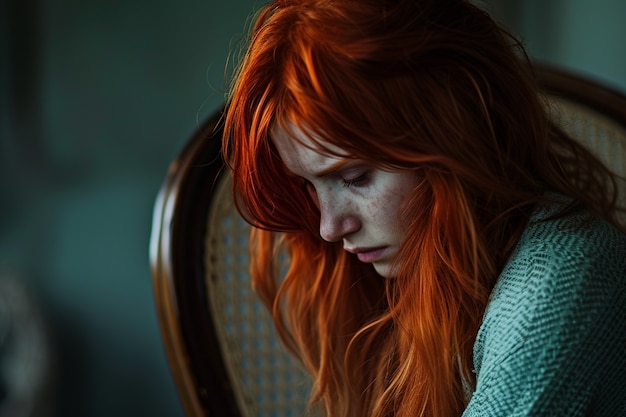 Free photo portrait of lonely sad woman