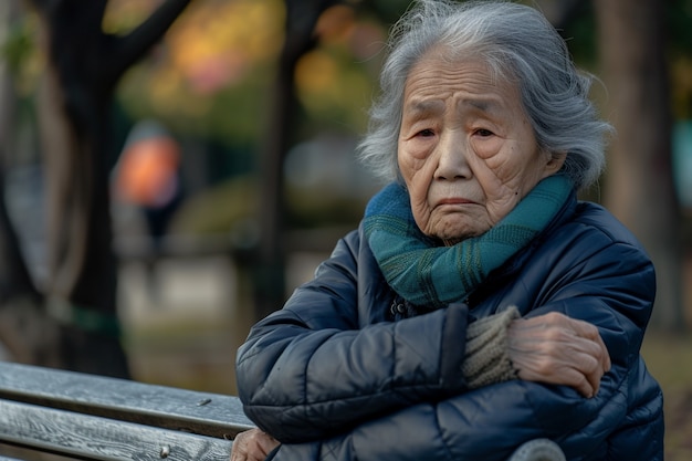 외로운 슬픈 여성의 초상화