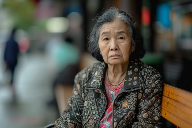 Foto gratuita ritratto di una donna triste e solitaria