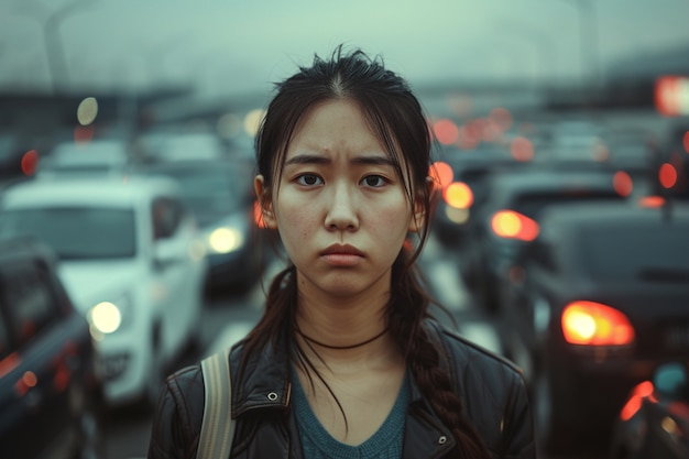 Free photo portrait of lonely sad woman