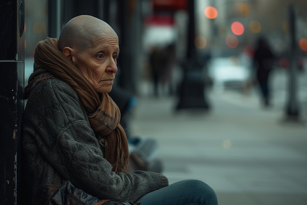 Foto gratuita ritratto di una donna triste e solitaria