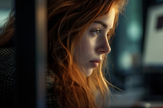 Free photo portrait of lonely sad woman