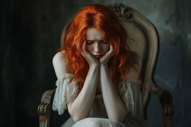 Портрет одинокой грустной женщины