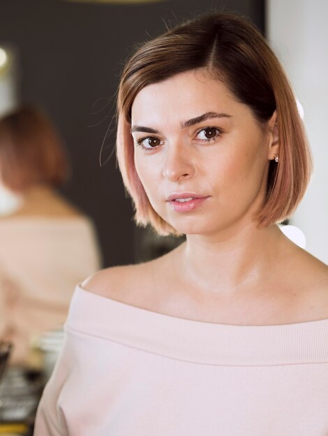 Portrait of lovely model in studio