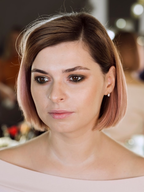 Portrait of lovely model in studio