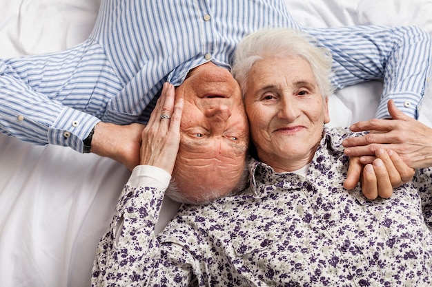 Portrait of lovely senior couple in love