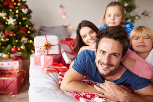 Portrait of loving family in Christmas