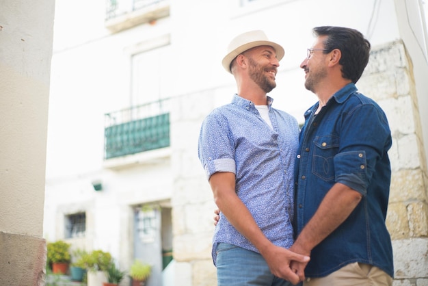 Portrait of loving gay couple