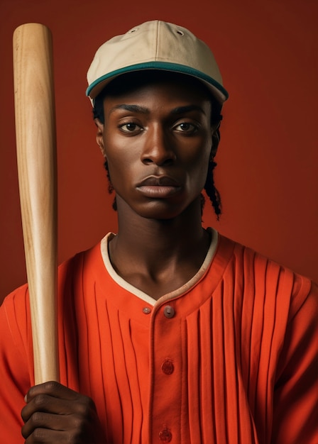 Foto gratuita ritratto di un giocatore di baseball