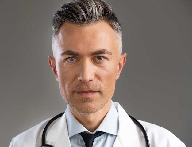 Portrait of male doctor in special equipment