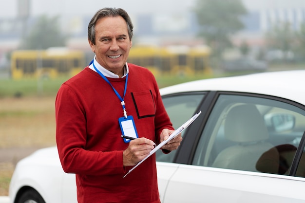 Free photo portrait of male driving instructor