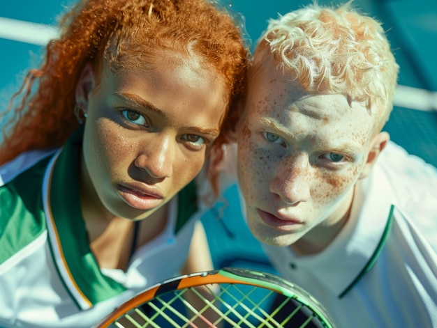 Foto gratuita ritratto di giocatori di tennis maschili e femminili