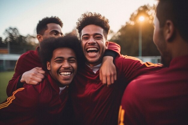 Free photo portrait of male friends sharing an affectionate moment of friendship