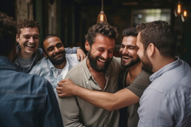 Portrait of male friends sharing an affectionate moment of friendship