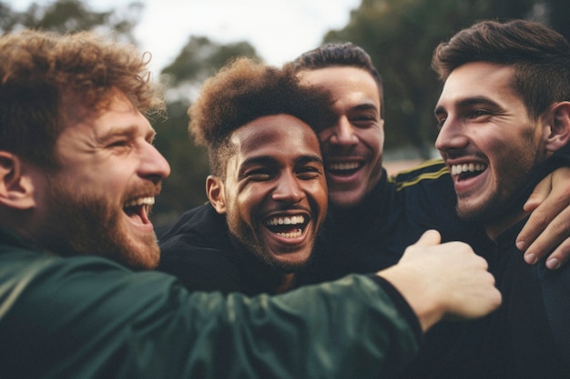 Portrait of male friends sharing an affectionate moment of friendship