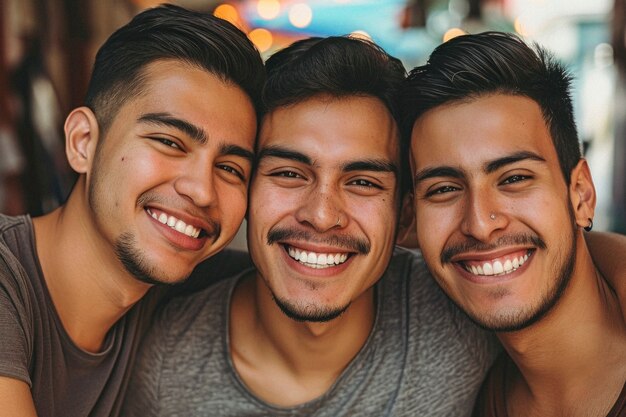 Portrait of male friends sharing an affectionate moment of friendship