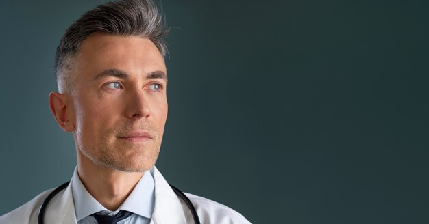 Портрет мужского медицинского работника с копией пространства