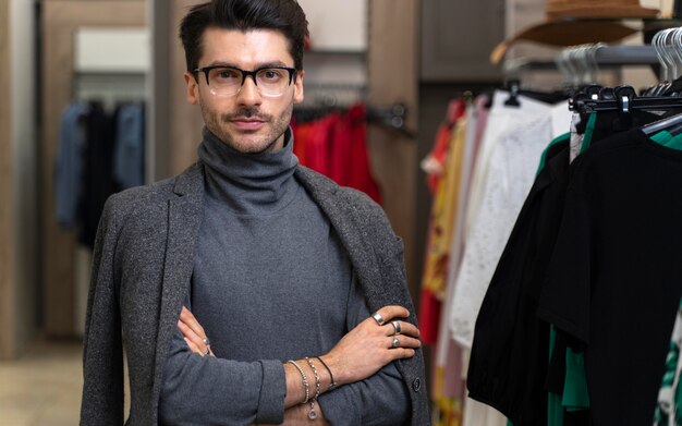 Portrait male personal shopper working