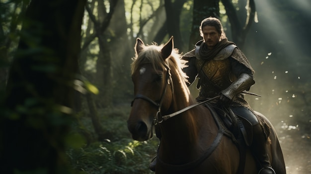 Free photo portrait of male rider during medieval times