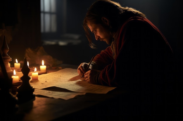 Portrait of male scribe during medieval times