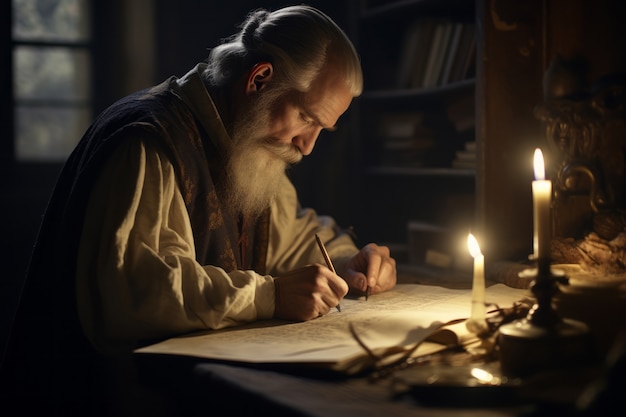 Портрет мужчины-писца в средневековье