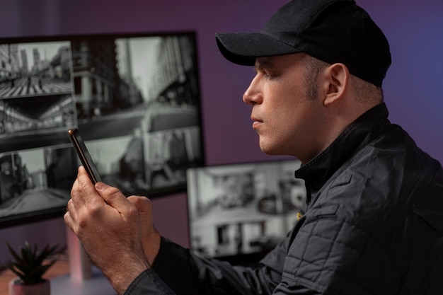 Portrait of male security guard with uniform