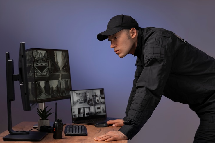 Free Photo portrait of male security guard with uniform