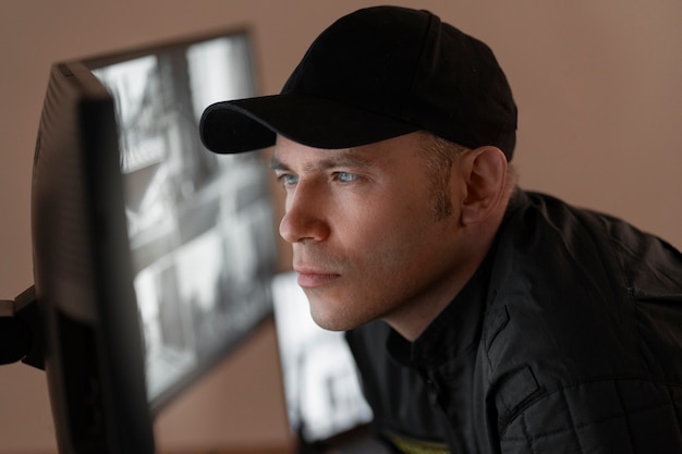 Free photo portrait of male security guard with uniform