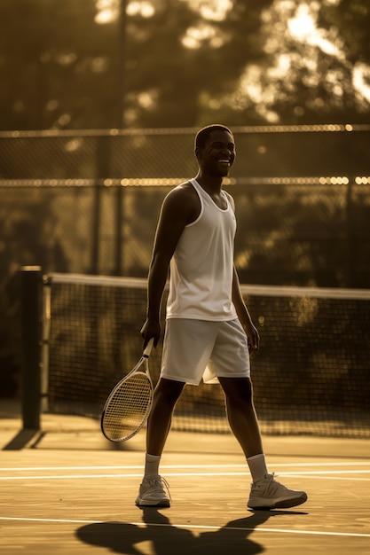 Foto gratuita ritratto di un giocatore di tennis